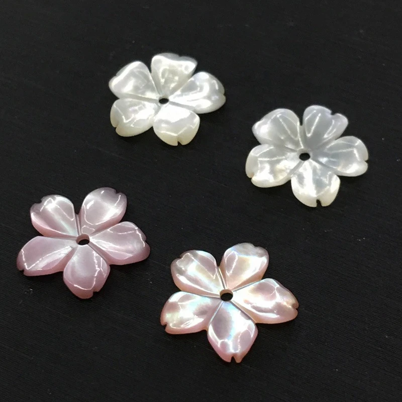 Wholesale 3A factory prices five pieces of mother pearl flower 8mm-40mm Natural carving mother of pearl shell flower