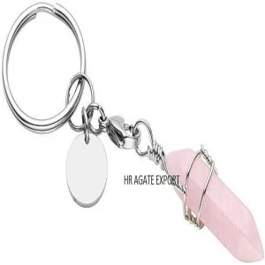 WHOLESALE  Agate Rose Quartz  Stone Double Point Pencil Stone Keychains Gemstone  Crystal Craft Sell  From HR Agate  EXPORT