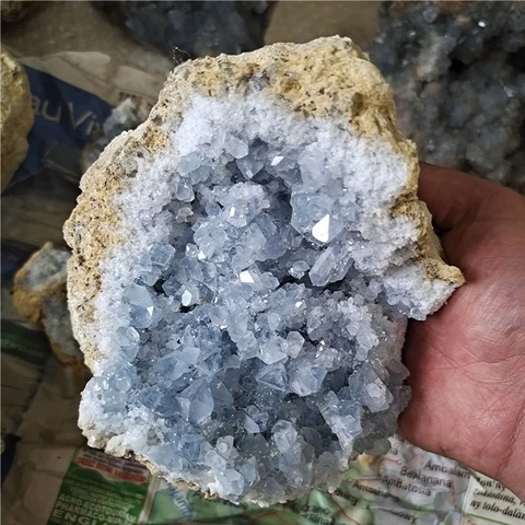 Wholesale Beautiful Natural Rock large blue Celestite Geodes Crystal Cluster Raw  Rough Celestite Stone