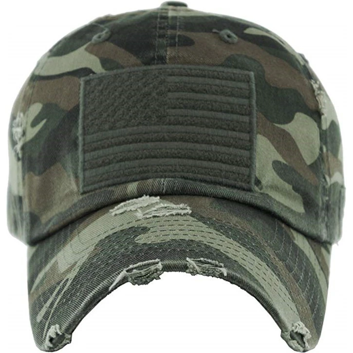 Wholesale Camo Baseball Cap Adjustable Unisex Distressed Baseball Hat Custom Logo Baseball Hat OEM