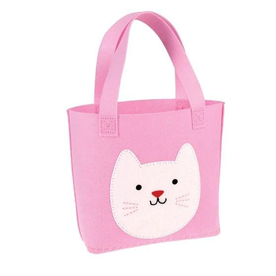 wholesale cheap buy beginner kid&#x27;s travel mini pink candy bag pre-punched Easter Trick Treat handbag DIY fabric felt sewing kit