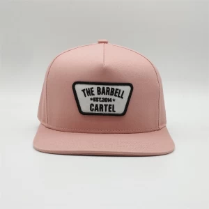 Wholesale Custom Logo High Quality 5 Panels Structured Patch Pink Snapback Hat Caps