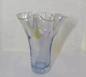 wholesale custom polish blue colored decoration of large tall crystal glass vases