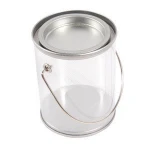 Wholesale Eco-friendly Transparent Round Plastic Tin Box For Tea&Candy Packaging with Handle