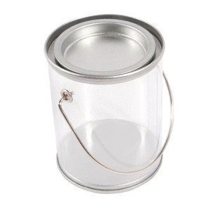 Wholesale Eco-friendly Transparent Round Plastic Tin Box For Tea&amp;Candy Packaging with Handle