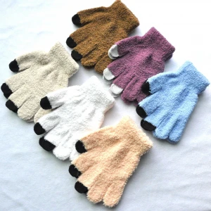 Wholesale Five Fingers Winter Warm Gloves Plus Velvet Thick Mittens Adult Writing Antifreeze Gloves