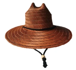 Wholesale Handmade Woven Summer Beach Sun hat Wide Brim Mens Male Lifeguard Straw Fishing Surf Hats with logo