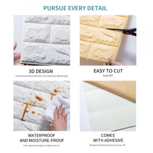 Wholesale home decoration warm color 3d wallpape self-adhesive foam brick wallpaper
