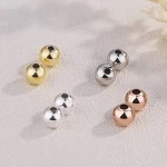 wholesale  jewelry accessories findings 925 sterling silver ball shape spacer beads gold plated beads for jewellery making