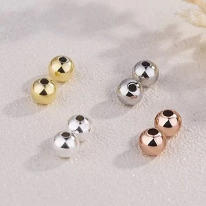 wholesale  jewelry accessories findings 925 sterling silver ball shape spacer beads gold plated beads for jewellery making