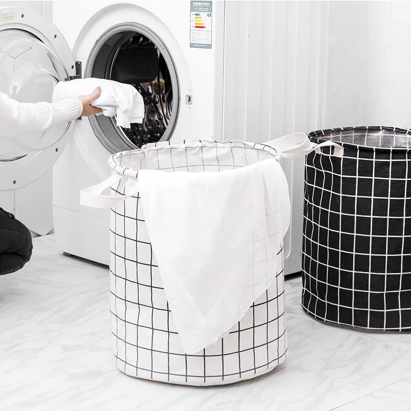 Wholesale Round Foldable Dirty Cloth Laundry Basket Hamper With Handles