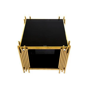 Wholesale Square End Table Fancy Glass Marble Gold Side Coffee Table