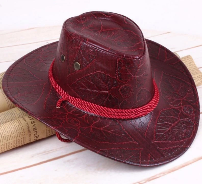Wholesale Wide Brim Cheap Man Women Western Chapeau, Good Quality Pu Leather Gambler Cowboy Hats