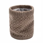 Winter Classic Jacquard Neck Warmer Fur Lining Pure Color Knitted Snood Scar