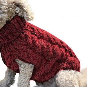 Winter Small Pet Dog Puppy Classic Cable Knit Turtleneck Apparel Clothes Pullover Sweater Knitwear Coat