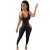 Import Women Gym Jumpsuit New Open Back And Waist Lace Up Slim Ruffle Split Leather Jumpsuit Women Long from China