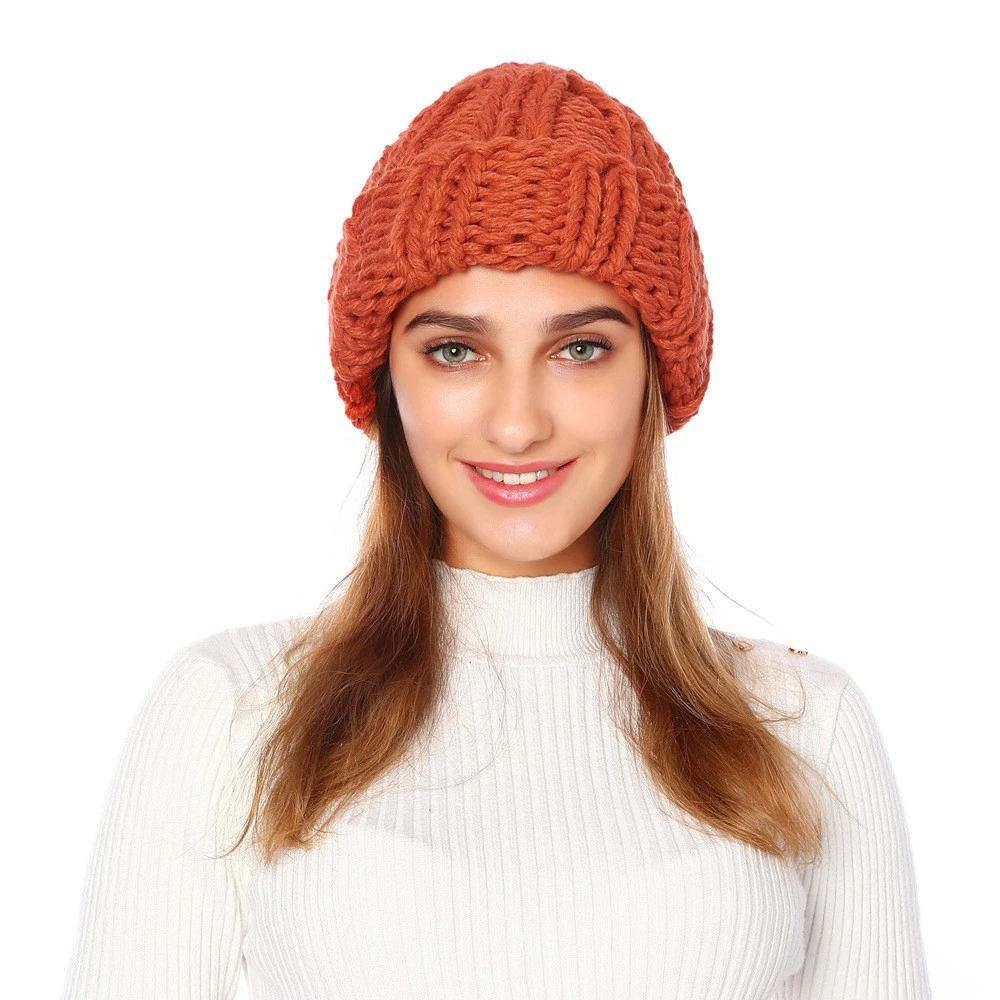 Womens Warm Oversize Cable Knitted Wool Beanie Hat Soft Chunky Winter Hat