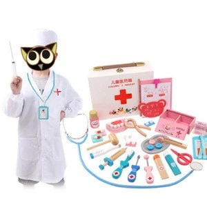 Wooden  Pretend Doctor Play Set Medical Kit Toy