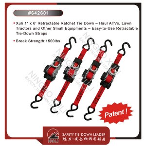 Xuli 1&quot;x6&#39; Retractable Ratchet Tie Down - Haul ATVs, Lawn Tractors and Other Small Equipments - Easy-to-Use Retractable Tie-Do