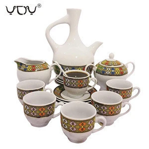 YDY Porcelain queen sheba Ethiopia design jebena ethiopian coffee cup set