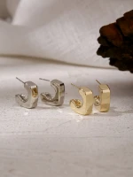 Yhpup Minimalist New Trendy Simple Heavy Metal Jewelry High Quality Earrings Copper Plated Real Gold Jewelry Stud Earrings 2020