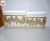 YINFA Modern Style Leaf Design Living Room Furniture Coffee Table with Glass Top and Gold Metal Framed