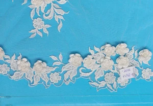 Zhuosi apparel bridal 3d rose flower lace embroidery fabric for wedding