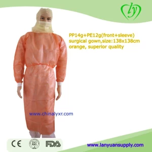 LY Orange Disposable Surgical Gowns Non Woven Isolation gown with Knitted Cuffs