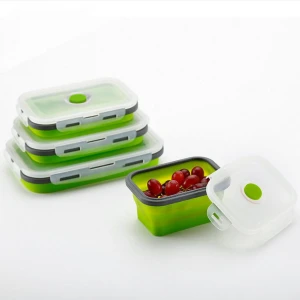silicone folding food container collapsible lunch box