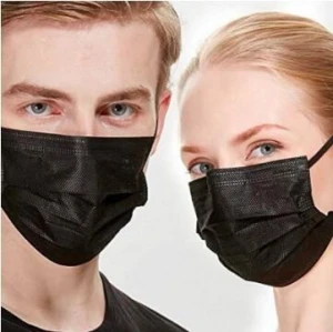 Disposable Comfortable Black Mask 3ply Non-Woven Face Mask Earloop for Virus Protection