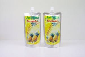 Fruit juice, jam, jelly packaging stand up pouch with long spout