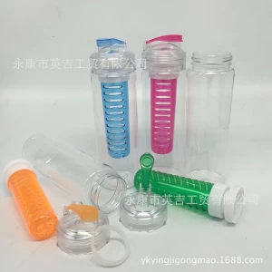 Cross-border 1000ML gradient color suction cup plastic cup sports water cup frosted portable