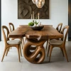 Wood Dining Table Set Modern Sculptural Base Chairs Minimalist Home Furniture Villa Hotel
