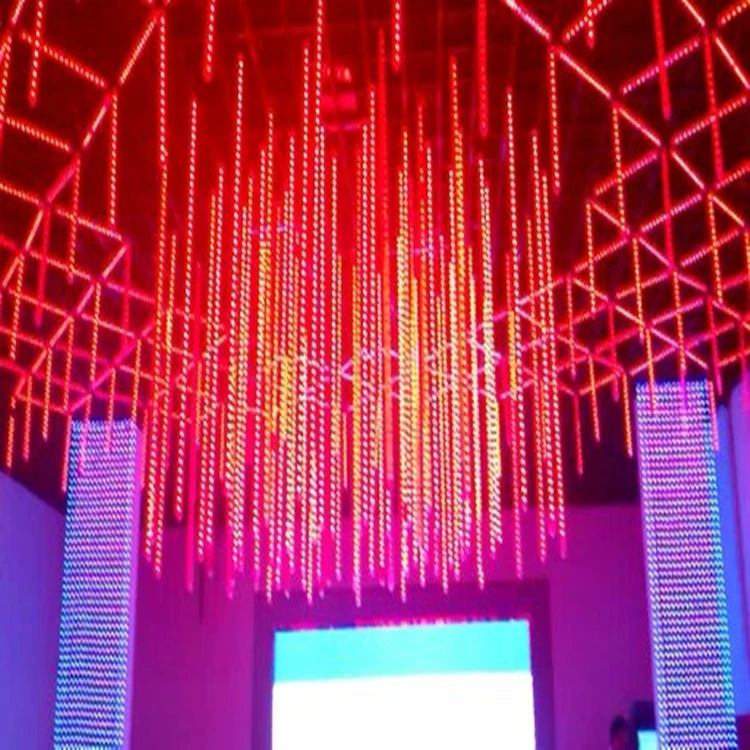 0.5m,1m,1.5m,2m double sides dmx 3D vertical tube,led video 360 pixels tube nightclub ceiling decoration