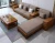 Import Chinese solid wood fabric sofa with plush cushions. from China