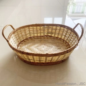Bamboo Woven Fruit Storage Basket with Handles Manufacturer in Vietnam