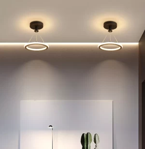 Modern Nordic Decorating Round Circle Metal Ring Bedroom Single Gold LED lighting Pendant Hanging