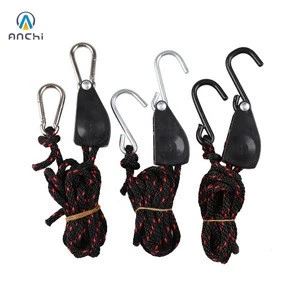 1/4 inch 2.4m rope ratchet tie down hangers with carabiner or S hooks 150lbs