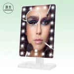 20 LED Lighted Marble Grain Makeup Mirror Touch Sensor Light Rotatable Mirrors with Removable 10x Magnifying Mirrors