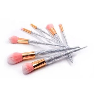 2019 Best Selling Products Make Up Brush Set 7pcs Crystal Silver Sequins Nylon Brushing Glitter Makeup Brush Set
