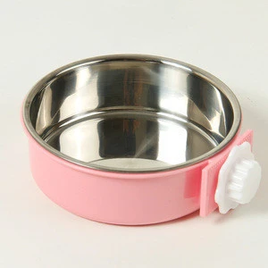 2019 new Pet thickened stationary hanging dismountable stainless steel hanging cage dog bowl
