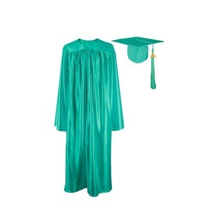 2020 Best Quality Emerald  College or  high school Shiny   Graduation Gown  And Cap