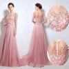 2020 High quality bead embroidered evening dress pink long