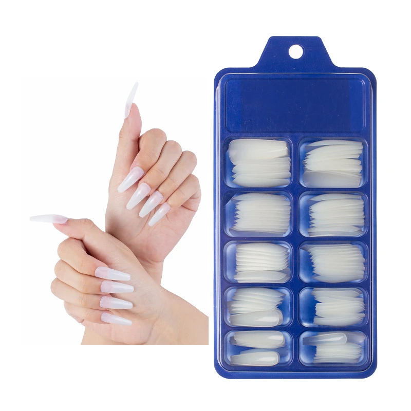 2020 wholesale fake nails set 100 custom logo clear fake nails retail packaging