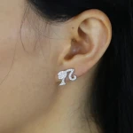 2024 Luxury Fashion Jewelry Earring Stud 18k Gold Plated Zircon Girl Head Charm Popular Stud Earrings for Girl Women