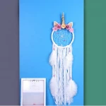 20cm Unicorn Dream Catcher Wholesale Large White Handmade Iron Ring Cotton Thread Feather Fresh Dream Catcher For Cars