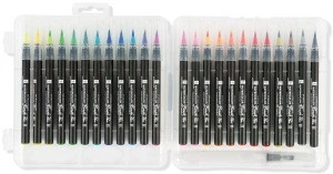 24+2 PP plastic Box Watercolor Brush Art Markers Soft Tip Watercolor Brush Marker Pen