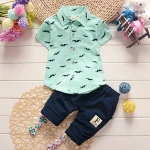 2pcs/set Baby Clothes Summer Short Sleeve Shirt+short Pants Kids Boys Outfits Gentleman Clothing Set for 1-4 Years Boys