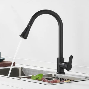 304 stainless steel pull flexible  long neck kitchen faucet