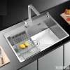 304 stainless steel thickened vegetable corner kitchen sink single tank factory wholesale hand made kitchen basin
